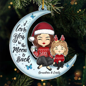 I Love You To The Moon And Back - Family Personalized Custom Ornament - Acrylic Custom Shaped - Christmas Gift, Gift For Family Members