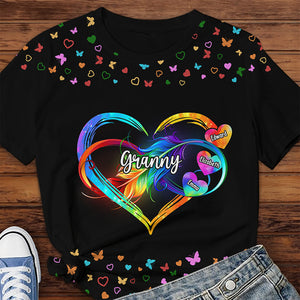 Grandma Is Our Greatest Angel On Earth - Family Personalized Custom Unisex All-Over Printed T-Shirt - Mother's Day, Birthday Gift For Grandma