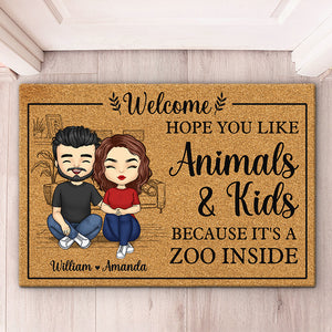 Hope You Like, It's A Zoo Inside - Couple Personalized Custom Decorative Mat - Gift For Husband Wife