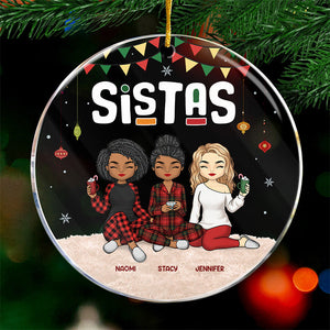 My Sister Has An Awesome Sister - Bestie Personalized Custom Ornament - Acrylic Round Shaped - Christmas Gift For Best Friends, BFF, Sisters