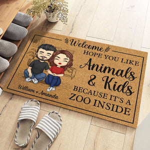 Hope You Like, It's A Zoo Inside - Couple Personalized Custom Decorative Mat - Gift For Husband Wife