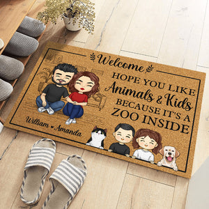 Hope You Like, It's A Zoo Inside - Family Personalized Custom Decorative Mat - Gift For Family Members