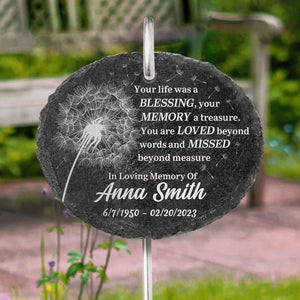 Thank You For Your Blessing Life - Memorial Personalized Memorial Garden Slate & Hook - Sympathy Gift For Family Members