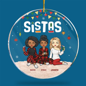 My Sister Has An Awesome Sister - Bestie Personalized Custom Ornament - Acrylic Round Shaped - Christmas Gift For Best Friends, BFF, Sisters