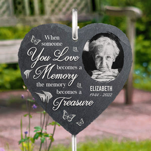 Custom Photo Memories With You Are Treasurea - Memorial Personalized Memorial Garden Slate & Hook - Sympathy Gift, Gift For Family Members