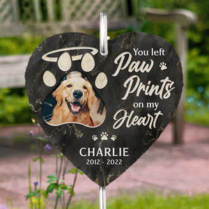 Custom Photo I Miss Your Paw Prints - Memorial Personalized Memorial Garden Slate & Hook - Sympathy Gift, Gift For Pet Owners, Pet Lovers