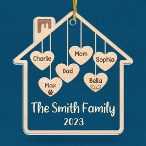 Home To Home Heart To Heart - Family Personalized Custom Ornament - Acrylic Custom Shaped - Christmas Gift For Family Members