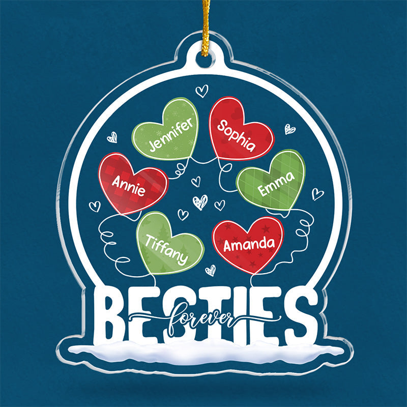 Friendship’s The Wine Of Life - Bestie Personalized Custom Ornament - Acrylic Snow Globe Shaped - Christmas Gift For Best Friends, BFF, Sisters