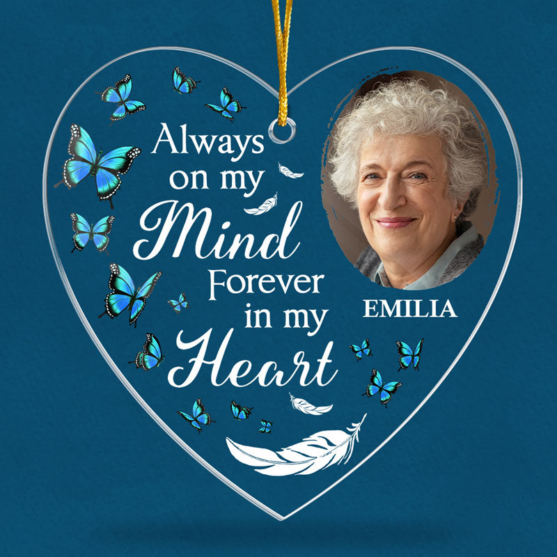 Photo personnalisée que vous ne regretterez pas - Ornement commémoratif personnalisé personnalisé - En forme de cœur en acrylique - Cadeau de Noël, cadeau de condoléances pour les membres de la famille