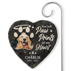 Custom Photo I Miss Your Paw Prints - Memorial Personalized Memorial Garden Slate & Hook - Sympathy Gift, Gift For Pet Owners, Pet Lovers