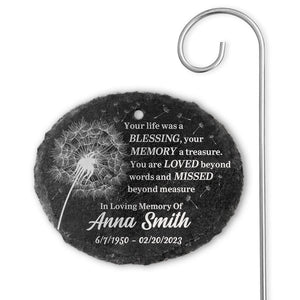 Thank You For Your Blessing Life - Memorial Personalized Memorial Garden Slate & Hook - Sympathy Gift For Family Members