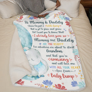 Custom Blanket - Personalized Baby Shower, Gender Reveal Gifts For New Moms, New Dads, New Parents - A Little Bump
