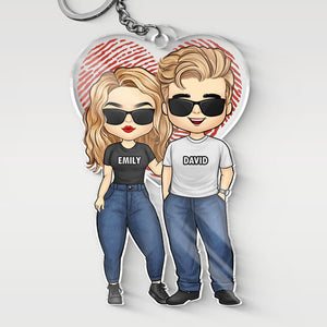 I'm Grateful To Have You In My Life - Couple Personalized Custom Heart Shaped Acrylic Keychain - Gift For Husband Wife, Anniversary