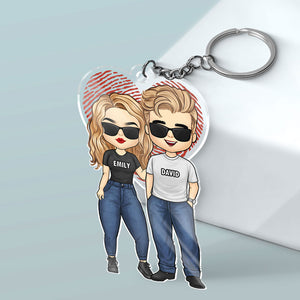 I'm Grateful To Have You In My Life - Couple Personalized Custom Heart Shaped Acrylic Keychain - Gift For Husband Wife, Anniversary