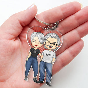 I'm Grateful To Have You In My Life - Couple Personalized Custom Heart Shaped Acrylic Keychain - Gift For Husband Wife, Anniversary