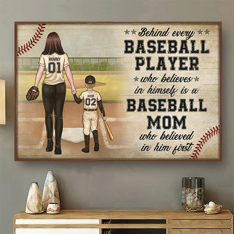 Personalized Baseball Mom Behind Every Baseball Player Custom Poster