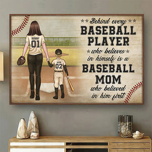 Baseball Player Who Believes In Himself - Family Personalized Custom Horizontal Poster - Gift For Family Members