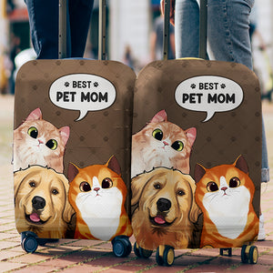 Best Pet Mom In The World - Dog & Cat Personalized Custom Luggage Cover - Gift For Pet Owners, Pet Lovers