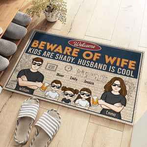 Welcome, Beware Of Us - Family Personalized Custom Decorative Mat - Gift For Family Members