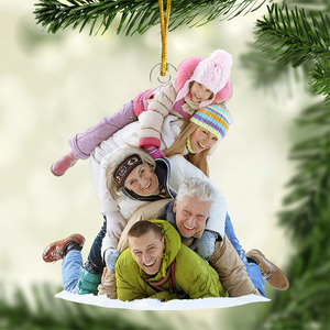 Photo personnalisée Il n'y a pas d'endroit comme la maison pour les vacances - Ornement personnalisé personnalisé pour la famille - Forme personnalisée en acrylique - Cadeau de Noël pour les membres de la famille