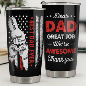 Thank You Dad You're Awesome - Family Personalized Custom Tumbler - Father's Day, Birthday Gift For Dad, Grandpa