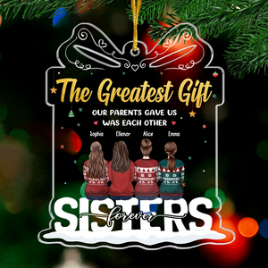 Best Siblings Ever - Family Personalized Custom Ornament - Acrylic Gift Box Shaped - Christmas Gift For Family Members