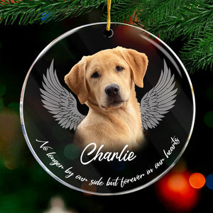 Custom Photo Forever In Our Hearts - Memorial Personalized Custom Ornament - Acrylic Round Shaped - Christmas Gift, Sympathy Gift For Pet Owners, Pet Lovers