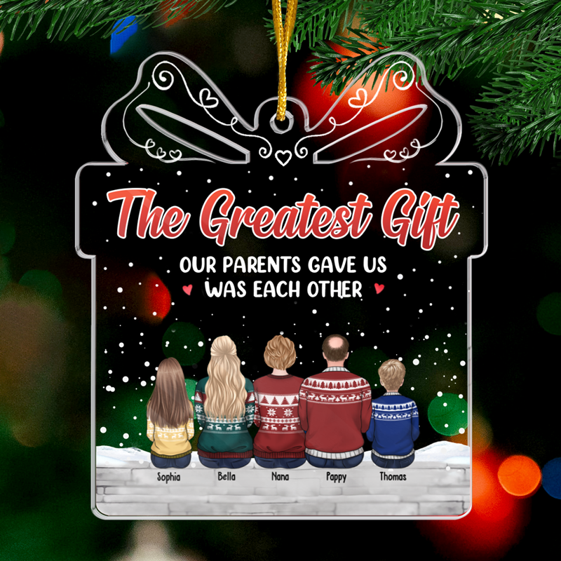 Family Where Life Begins And Love Never Ends - Family Personalized Custom Ornament - Acrylic Gift Box Shaped - Christmas Gift For Family Members