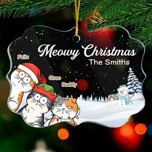 We Wish You A Meowy Christmas - Cat Personalized Custom Ornament - Acrylic Benelux Shaped - Christmas Gift For Pet Owners, Pet Lovers