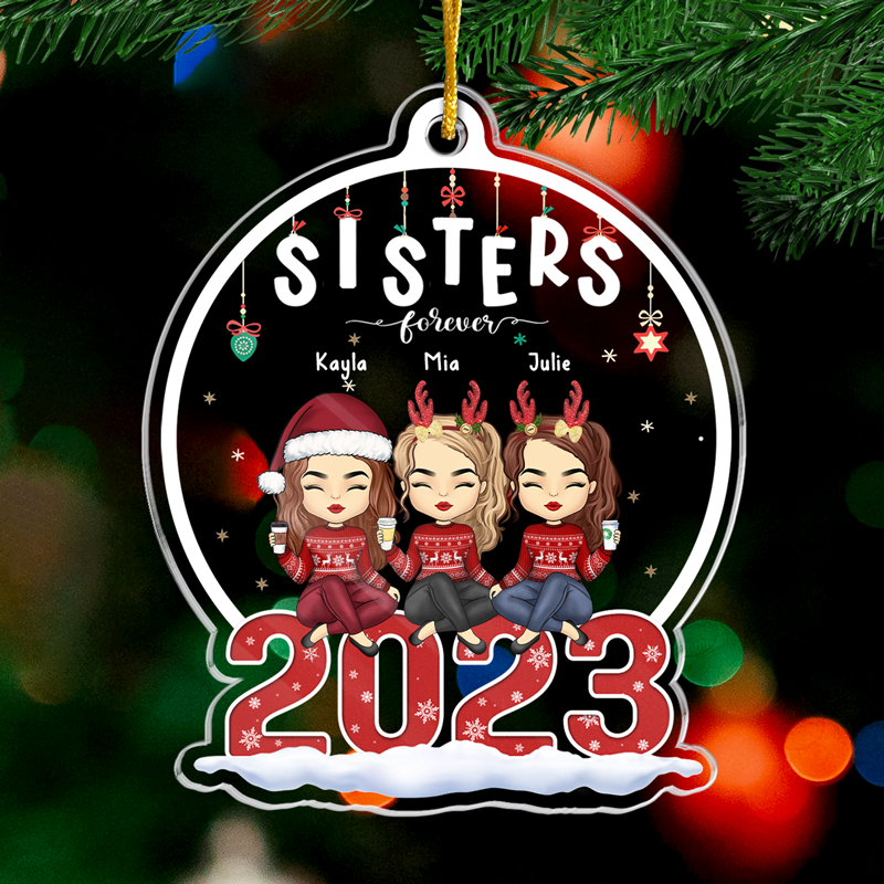 Besties For The Resties - Bestie Personalized Custom Ornament - Acrylic Snow Globe Shaped - Christmas Gift For Best Friends, BFF, Sisters