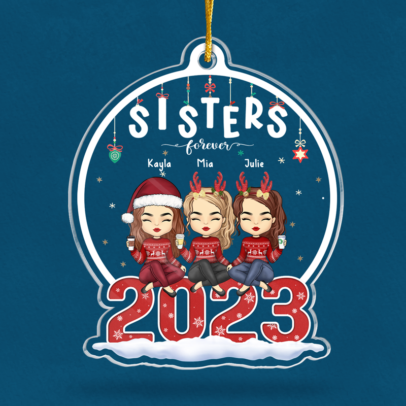 Besties For The Resties - Bestie Personalized Custom Ornament - Acrylic Snow Globe Shaped - Christmas Gift For Best Friends, BFF, Sisters