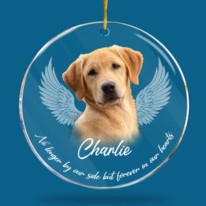 Custom Photo Forever In Our Hearts - Memorial Personalized Custom Ornament - Acrylic Round Shaped - Christmas Gift, Sympathy Gift For Pet Owners, Pet Lovers