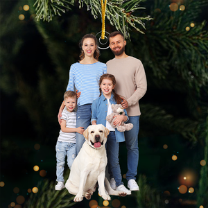 Photo personnalisée Il n'y a pas d'endroit comme la maison pour les vacances - Ornement personnalisé personnalisé pour la famille - Forme personnalisée en acrylique - Cadeau de Noël pour les membres de la famille