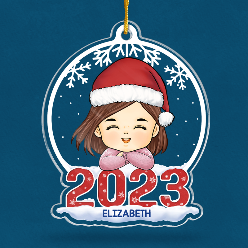 Santa Claus Is Coming To Town - Family Personalized Custom Ornament - Acrylic Snow Globe Shaped - Christmas Gift For Family Members