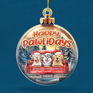 Happy Pawlidays Ho Ho Ho - Dog & Cat Personalized Custom Ornament - Acrylic Custom Shaped - Christmas Gift For Pet Owners, Pet Lovers