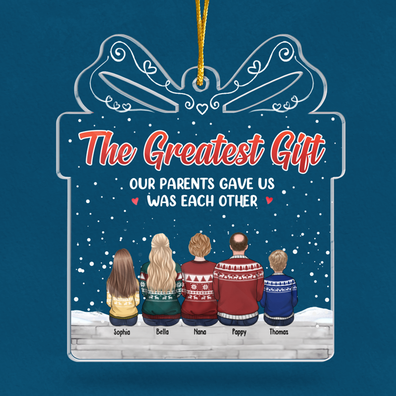 Family Where Life Begins And Love Never Ends - Family Personalized Custom Ornament - Acrylic Gift Box Shaped - Christmas Gift For Family Members