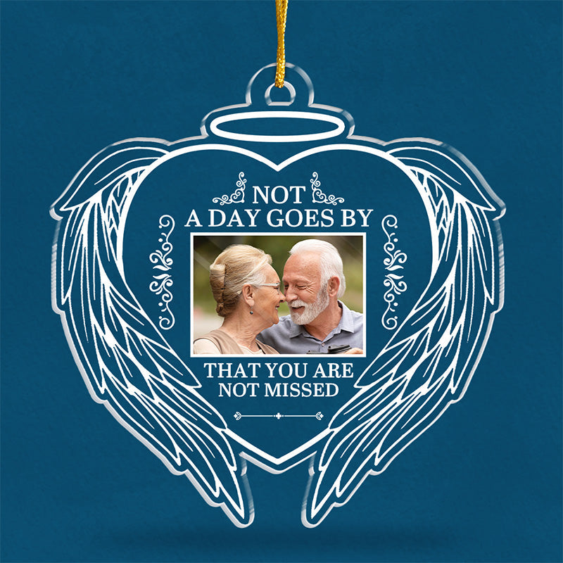 Photo personnalisée Bien que vous ne puissiez pas nous voir, nous sommes toujours avec vous - Ornement personnalisé commémoratif personnalisé - En forme de cœur en acrylique - Cadeau de condoléances pour les membres de la famille