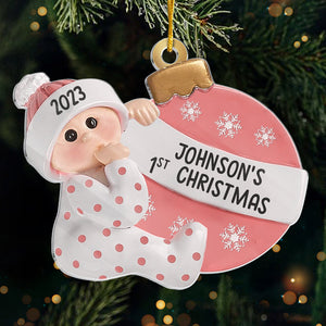 Baby First Christmas - Family Personalized Custom Ornament - Acrylic Custom Shaped - First Christmas Gift For Baby