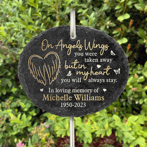 In My Heart You Will Always Stay - Memorial Personalized Memorial Garden Slate & Hook - Sympathy Gift For Family Members