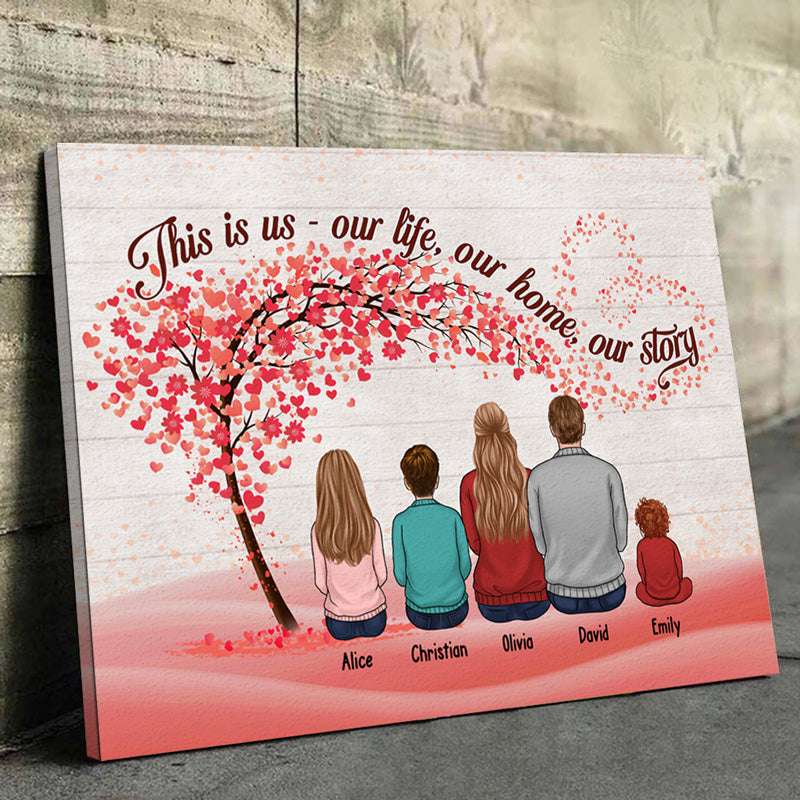 Grandparents & Grandkids Forever Linked Together - Family Personalized Custom Horizontal Canvas - Gift For Family Members