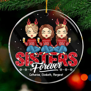 Besties Forever - Bestie Personalized Custom Ornament - Acrylic Round Shaped - Christmas Gift For Best Friends, BFF, Sisters