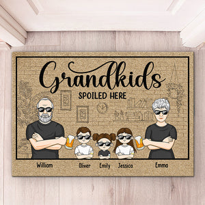 Welcome To Our Home, Grandkids Spoiled Here - Family Personalized Custom Decorative Mat - Gift For Grandma, Grandpa