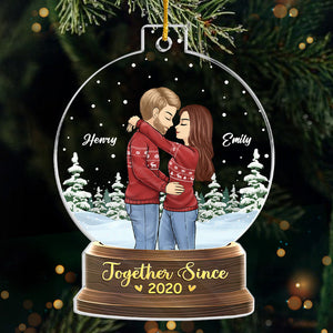 Together Till The End - Couple Personalized Custom Ornament - Acrylic Snow Globe Shaped - Christmas Gift For Husband Wife, Anniversary