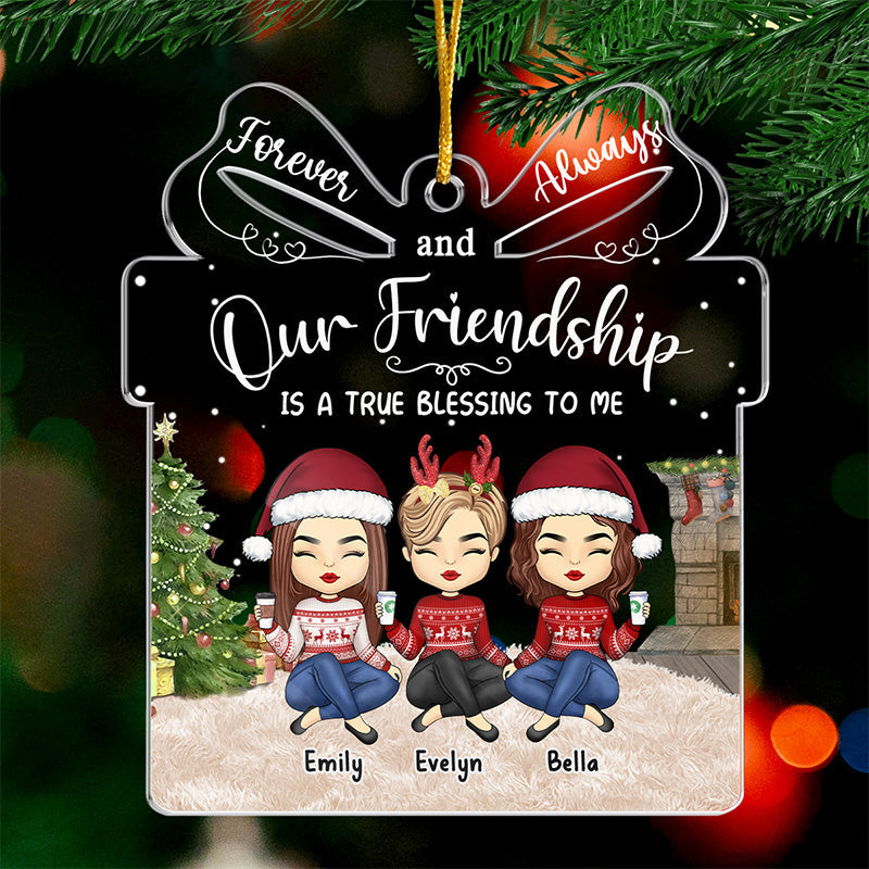 A True Blessing To Me - Bestie Personalized Custom Ornament - Acrylic Gift Box Shaped - Christmas Gift For Best Friends, BFF, Sisters
