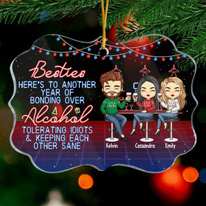 Drunk And Disorderly Together - Bestie Personalized Custom Ornament - Acrylic Benelux Shaped - Christmas Gift For Best Friends, BFF, Sisters