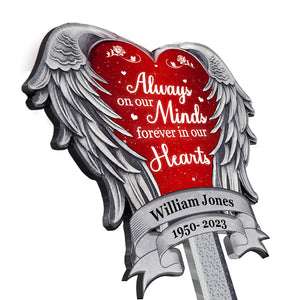 Always Loved & Forever Missed - Memorial Personalized Custom Heart Shaped Acrylic Garden Stake - Sympathy Gift, Gift For Family Members