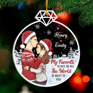 My Favorite Place In All The World - Couple Personalized Custom Ornament - Acrylic Custom Shaped - Christmas Gift For Husband Wife, Anniversary