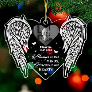 Custom Photo Always On Our Minds - Memorial Personalized Custom Ornament - Acrylic Custom Shaped - Christmas Gift, Sympathy Gift For Family Members
