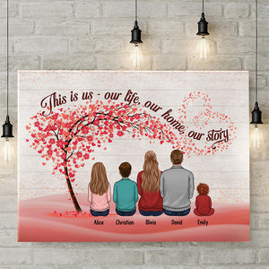 Grandparents & Grandkids Forever Linked Together - Family Personalized Custom Horizontal Canvas - Gift For Family Members