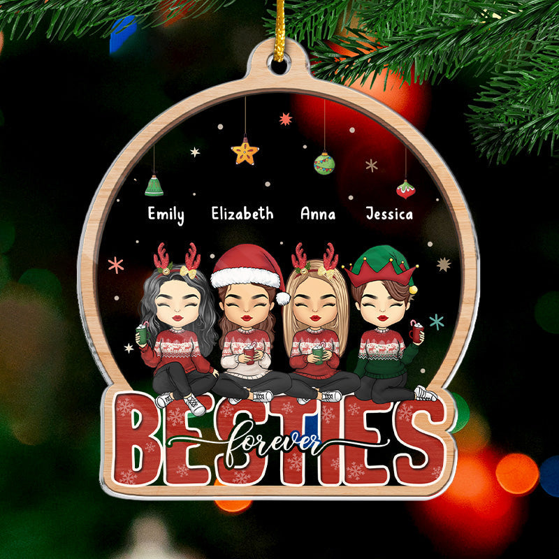 Always Better Together - Bestie Personalized Custom Ornament - Acrylic Snow Globe Shaped - Christmas Gift For Best Friends, BFF, Sisters